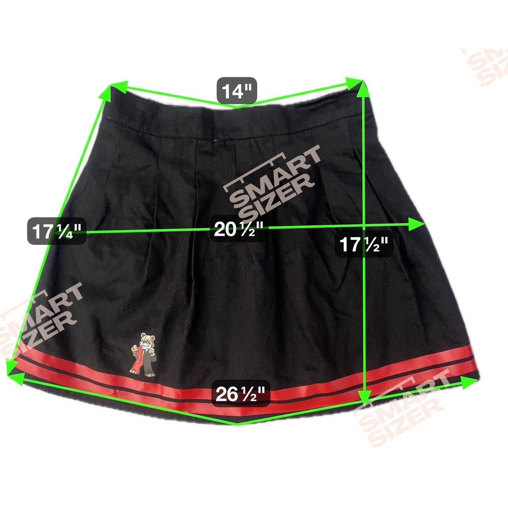 Whimsigoth Cyberpunk Pleated Mini Skirt Black Red Ribbon Trim Bear‎ Graphic Med - Picture 3 of 4